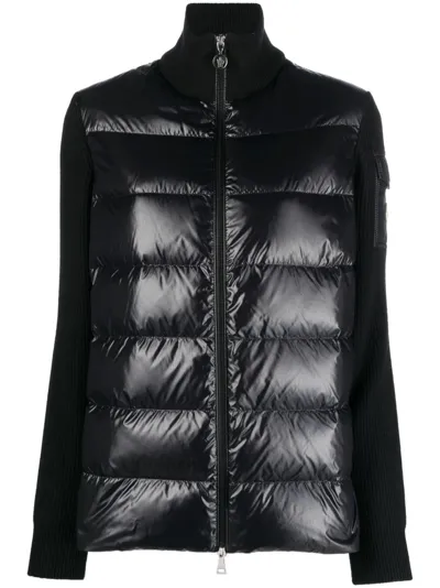 Moncler Knit-sleeve Padded Jacket In Black