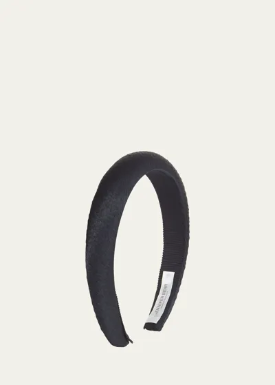 Jennifer Behr Tori Hammered Silk Satin Headband In Black