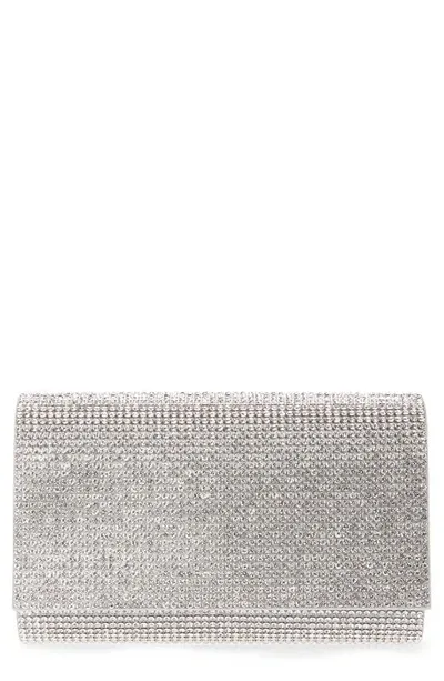 Judith Leiber Fizzy Crystal Flap Clutch Bag In Silver