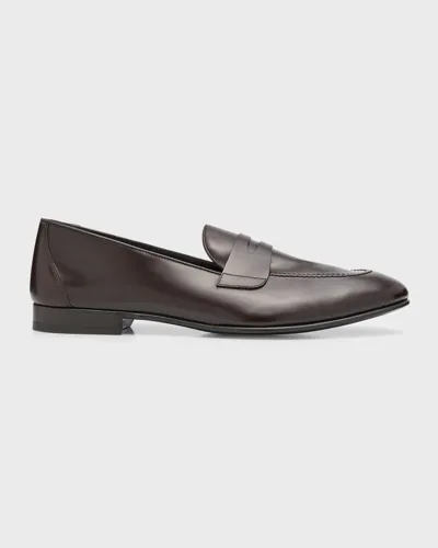 Brioni Men's Techno Horse Penny Loafers In Dark Brown