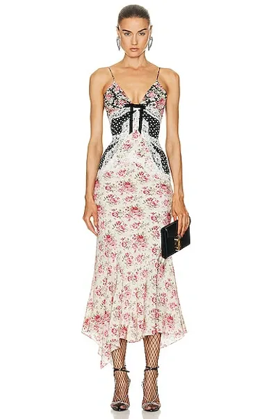 Alessandra Rich Slip Dress In Black & Pink