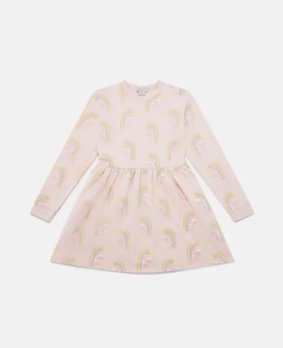 Stella Mccartney Rainbow Unicorn Print Skater Dress In Multicolour