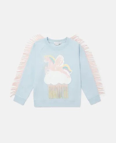 Stella Mccartney Fringed Unicorn Cloud Sweatshirt In Light Blue