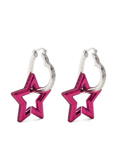 Versace Greca Star-shaped Drop Earrings In Pink