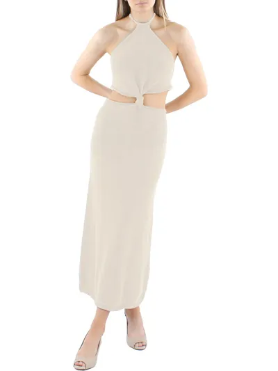 Cult Gaia Cameron Cutout Cotton-blend Halterneck Midi Dress In Beige