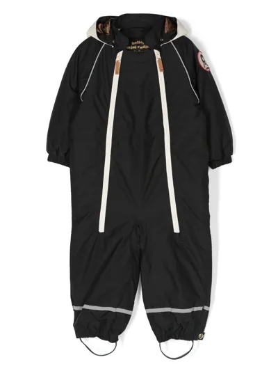 Mini Rodini Babies' Logo-patch Snowsuit In Black