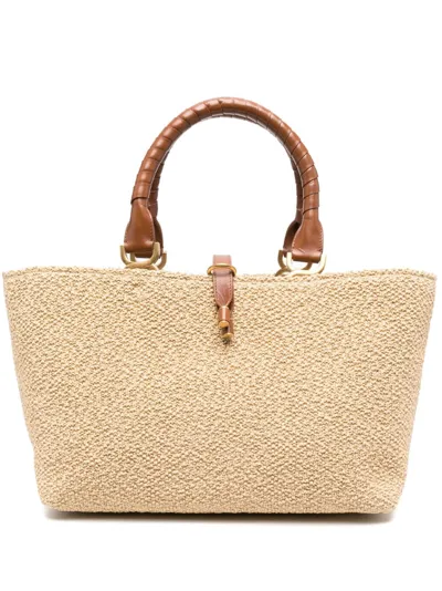 Chloé Marcie Linen Tote Bag In Neutrals