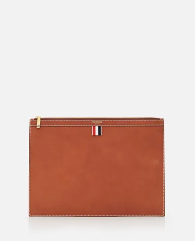 Thom Browne Medium Document Holder In Tb Vacchetta In Brown