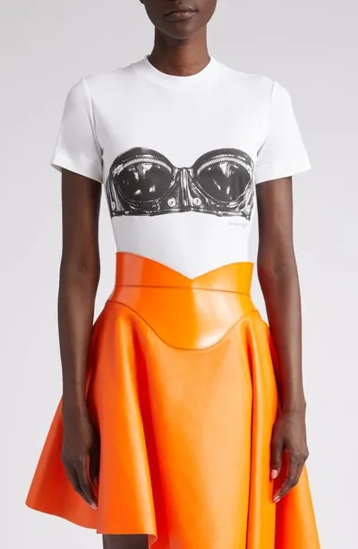 Alexander Mcqueen Bustier Print T-shirt Female White