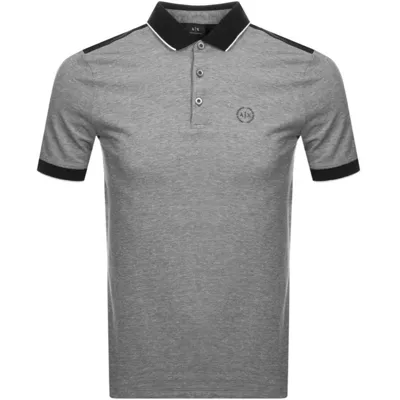 Armani Exchange Two Tone Polo T Shirt Grey