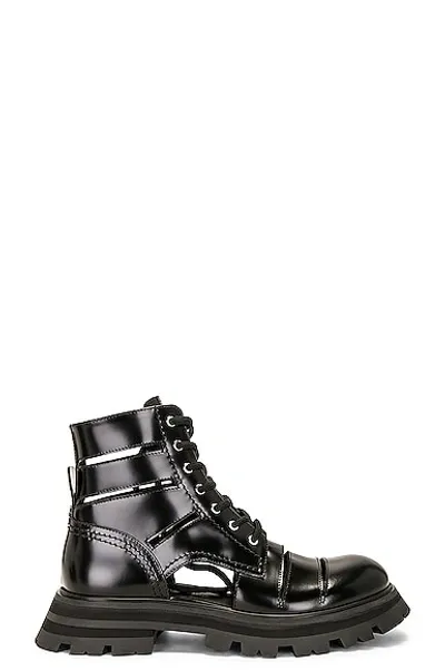 Alexander Mcqueen Wander Lace Up Boot In Black