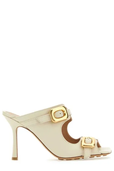 Bottega Veneta Strapped Buckle Heel Sandals In Beige