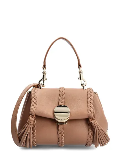 Chloé Penelope Leather Shoulder Bag In Beige