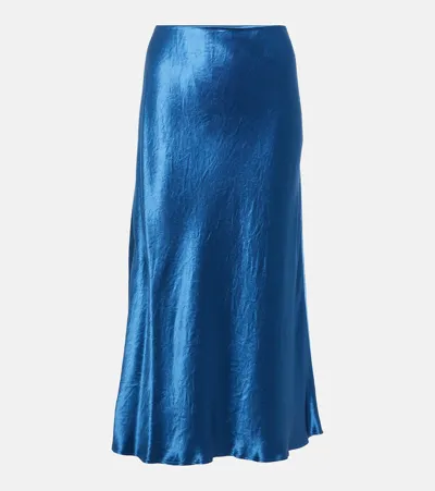 Max Mara Leisure Alessio Satin Midi Skirt In 050 Cornflower