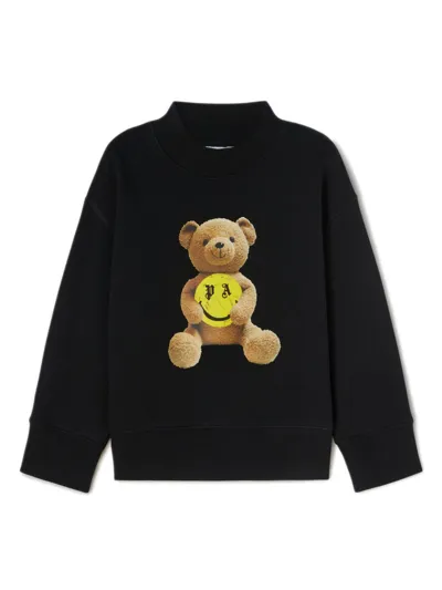 Palm Angels Kids' Bear-motif Cotton Sweatshirt In Black