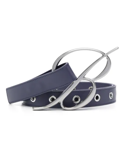 Blumarine Logo-buckle Leather Belt In Purple