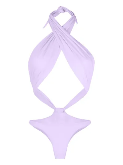 Reina Olga Halter Neck Trikini In Violet