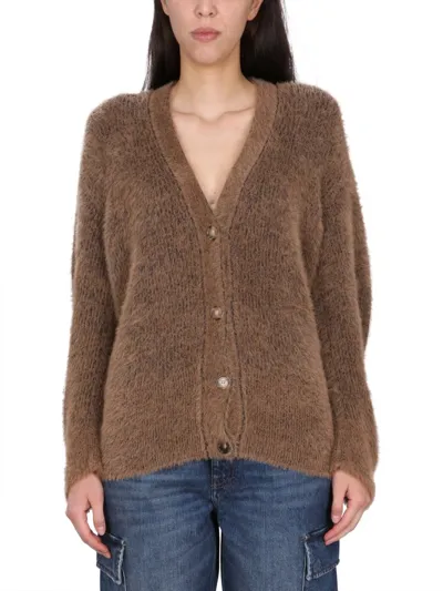 Stella Mccartney Fluffy Knitted Cardigan In Beige