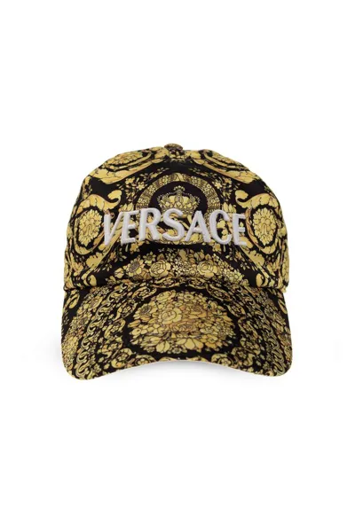 Versace Logo Embroidered Barocco Printed Cap In Multi