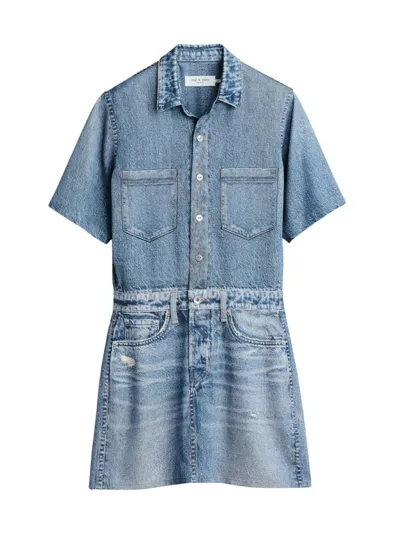 Rag & Bone Women's Liquid Miramar Denim-look Minidress In Blossom