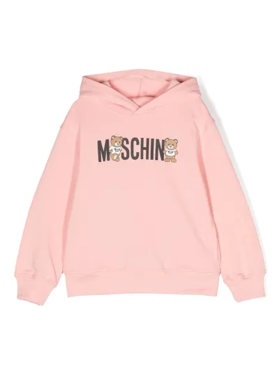 Moschino Logo-print Cotton Hoodie In Rosa