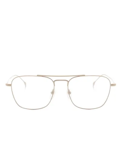 Gucci Logo-engraved Square-frame Glasses In Neutrals