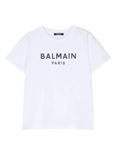 Balmain Kids' T-shirt Logo In White