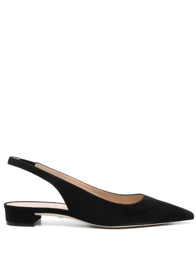 Stuart Weitzman Slingback Suede Ballerina Shoes In Black