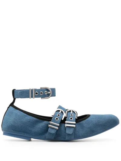 Stuart Weitzman Maverick Leather Ballerina Shoes In Blue