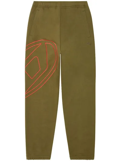 Diesel Track Pants With Mega Oval D In Green