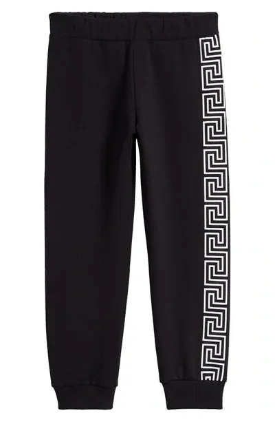 Versace Kids' Printed Cotton Fleece Sweatpants In Black+white