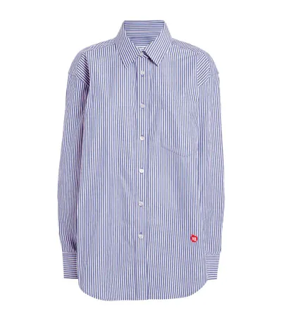 Alexander Wang Striped Cotton Shirt In Blue