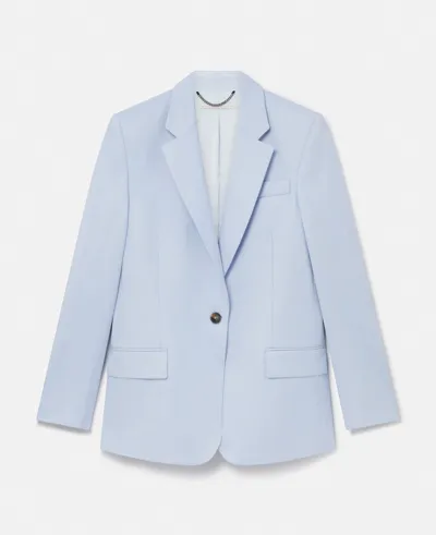 Stella Mccartney Flannel One-button Wool Slim Blazer In Baby Blue