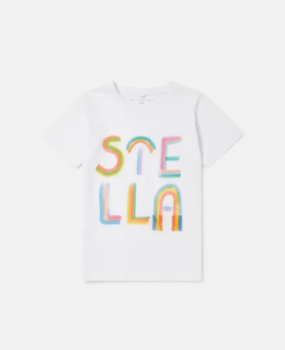 Stella Mccartney Stella Logo Rainbow T-shirt In Blue