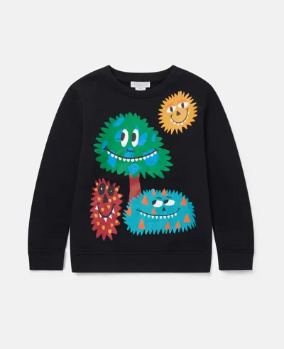 Stella Mccartney Monster Faces Long Sleeve T-shirt In Black