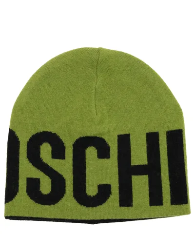 Moschino Teddy Bear Cashmere Beanie In Green