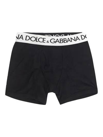 Dolce & Gabbana Long-leg Two-way Stretch Cotton Boxers In Black