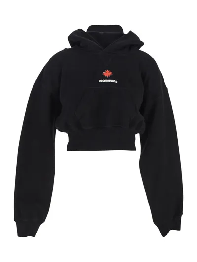 Dsquared2 Cropped Fit Hoodie In Black