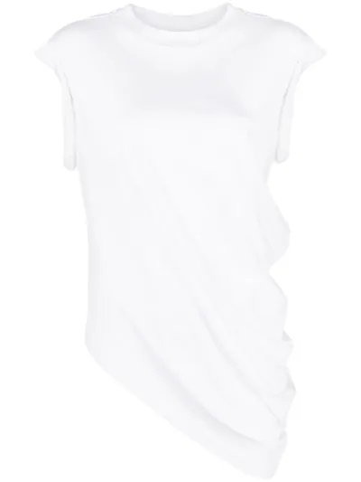 Alexander Mcqueen Asymmetric Cotton T-shirt In White