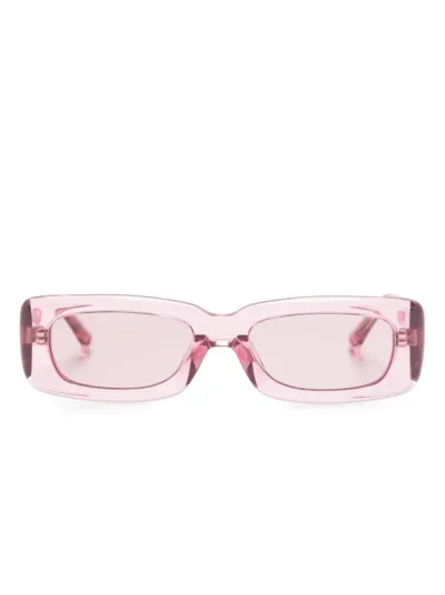 Attico Mini Marfa Rectangle-frame Sunglasses In Pink