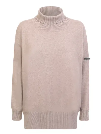 Fabiana Filippi High Neck Pullover In Cashmere Blend In Grey