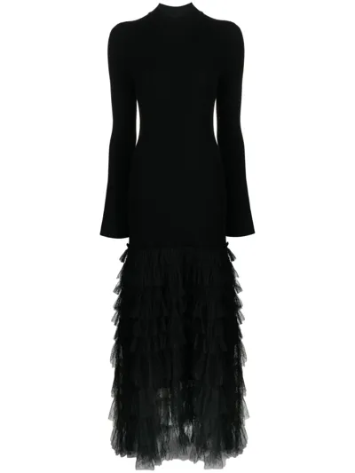 Twinset Tulle Maxi Dress In Black