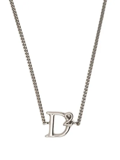 Dsquared2 Monogram-charm Pendant Necklace In Silver