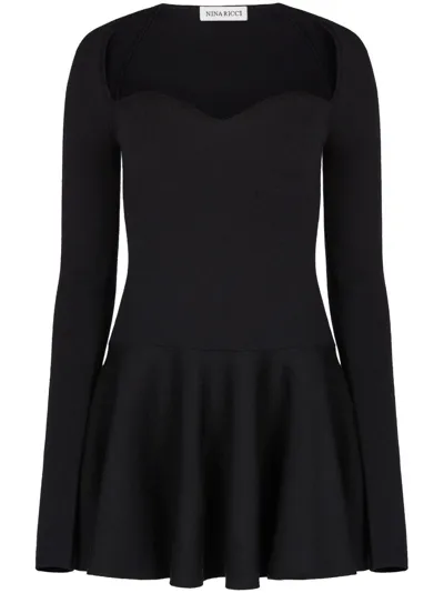 Nina Ricci Sweetheart-neck Flared Minidress In Black