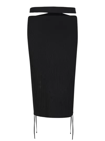 Andreädamo Ribbed Cut-out Midi Skirt In Black