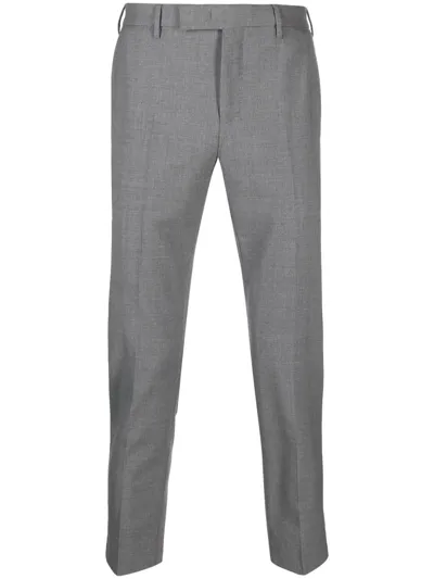 Pt Torino Mid-rise Wool Tailored Trousers In Grey