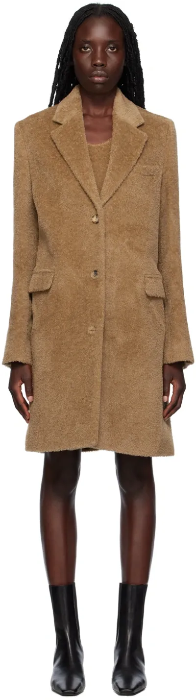 Totême Tan Notched Lapel Coat In 898 Chestnut