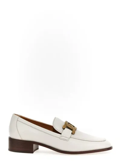 Tod's Kate Leather Chain Loafers In White