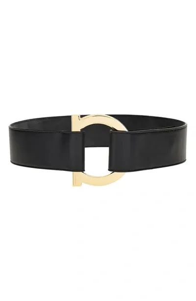 Ferragamo Gancio Loop Leather Belt In Nero