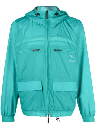 Puma X Koché Reversible Zip-up Hooded Jacket In Green